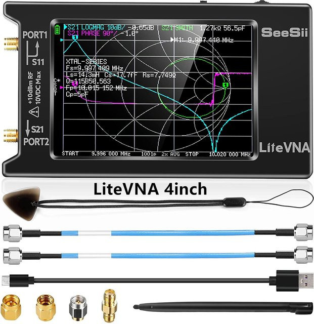 SeeSii LiteVNA Vektor-Netzwerkanalysator NanoVNA mit 4-Zoll-Display, 50 kHz–6,3 GHz, Schwarz - Bild 1