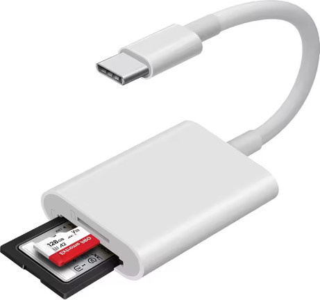 2-in-1 USB Typ C auf SD und TF Kartenleser in Weiß für Apple, Samsung, Huawei und Xiaomi - Bild 1
