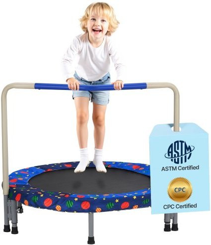 VEVOR Kindertrampolin Outdoor-Trampolin faltbar mit Griff Blau ab 3 Jahren - Bild 1