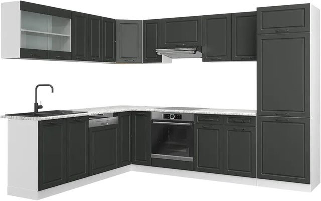 Vicco R-Line Eckküche Landhaus Stil in Weiß und Anthrazit B/T/H: 287 x 232,54 x 207 cm - Bild 2