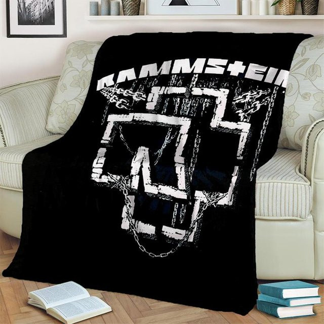 ChenYing01 3D-Decke mit R-Rammstein-Heavy-Metal-Band-Motiv in Schwarz, weiche Polyester-Überwurfdecke für Sofa, Bett oder Reisen, B/H: 75 x 90 cm - Bild 1