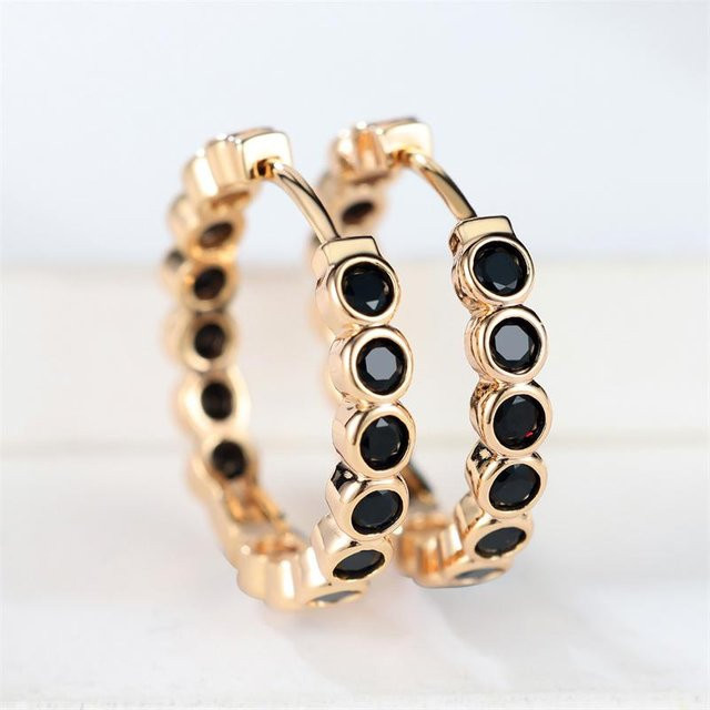 YIRAN Jewelry Ohrringe, Messing, Gold, Zirkonia, Damen - Bild 1