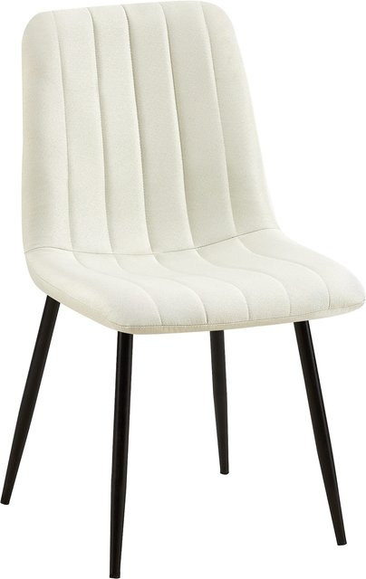 CLP Esszimmerstuhl Dijon gepolstert in Beige mit Ziernähten und Bodenschonern - Bild 1