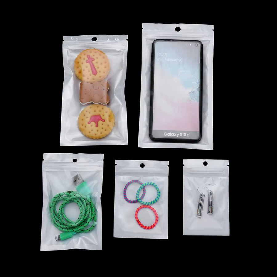 100 Stück Kunststoff Polybeutel mit Reißverschluss und Hängeloch in Weiß oder Transparent zur Aufbewahrung und Einzelhandelverpackung - Bild 2