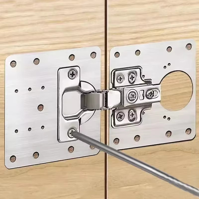 Scharnier-Reparaturplatte in Silber zum Schutz von Schranktüren für Küchenschränke, Kleiderschränke und Schuhschränke - Bild 1