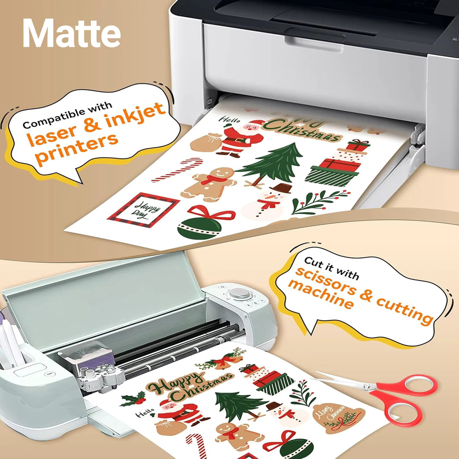 A4 Premium Matt-Vinyl-Aufkleberpapier für Tintenstrahldrucker, wasserfest und reißfest, Weiß - Bild 2