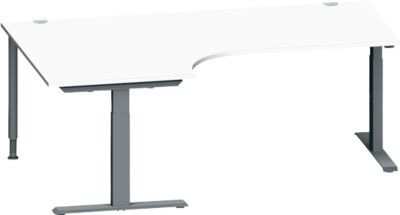 Schäfer Shop Genius Winkelschreibtisch MODENA FLEX in Weiß/Anthrazit mit T-Fuß Rechteckrohr, 90° Winkel links, höhenverstellbar, B: 200 cm, T: 120/80 cm, H: 65-85 cm - Bild 1