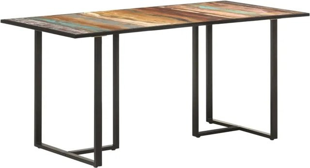 vidaXL Esstisch aus Massivholz im Industrial Design, rechteckig, Braun, B/T/H: 160 x 80 x 76 cm - Bild 1