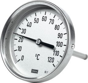 Riegler Bimetallthermometer in silberner Ausführung mit Messbereich 0°C bis 120°C, L1: 63 cm, L2: 43 cm, Durchmesser: 63 cm - Bild 1
