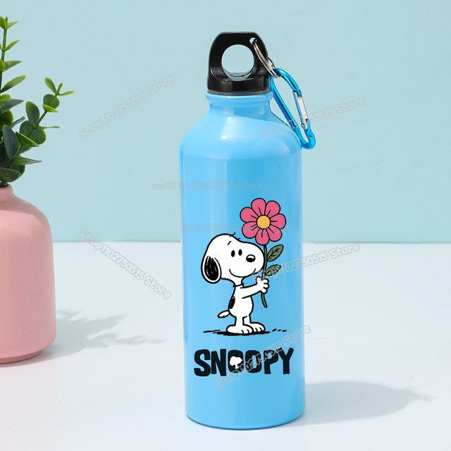 Bandai Snoopy Kinder Trinkflasche aus Edelstahl, Blau, 500 ml, auslaufsicher - Bild 1