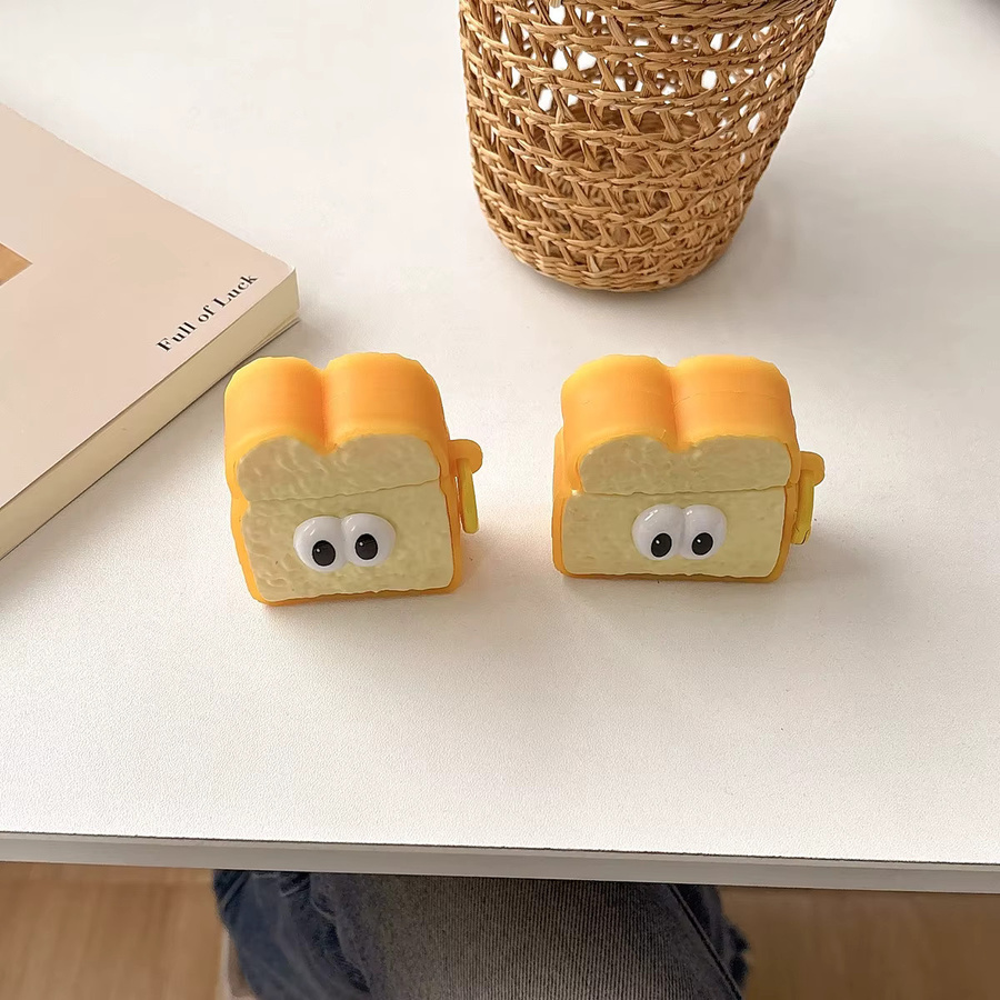 Big Eye Toast Schutzhülle für Apple AirPods Pro 1 2 3 und AirPods 4 in Gelb, stoßfest und staubdicht - Bild 2