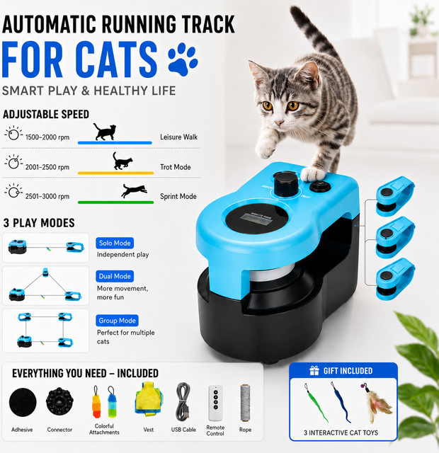ELEOPTION Katzenrennspielzeug, ferngesteuert, USB-aufladbar - Bild 1