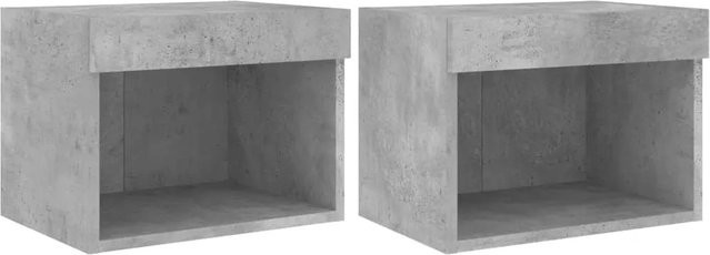 vidaXL Wand-Nachttische mit integrierter LED-Beleuchtung, 2er-Set, Betongrau, Modell 2 - Bild 1