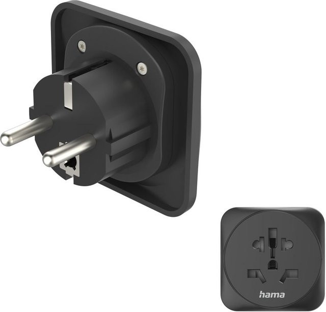 Hama Reiseadapter Typ E und F, 3-polig, universal für Europa, Schwarz - Bild 1