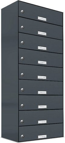 AL Briefkasten für 9 Parteien mit Zaundurchwurf, grau, B/H/T: 38,5 x 103,5 x 27,5 cm - Bild 1