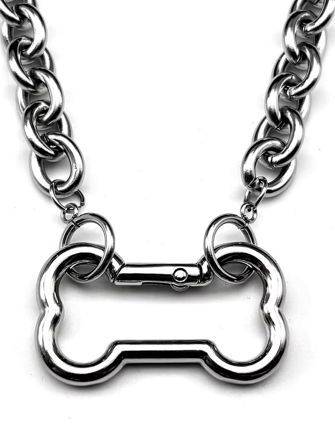 AMIMJ Halskette, Hunde Knochen Anhänger, Edelstahl, Silber, Damen - Bild 6