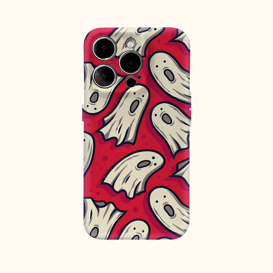 Red Ghost Handyhülle für iPhone 17 Pro Max Plus 16 15 14 13 12 11 in Rot mit doppelschichtiger Rückseite - Bild 2