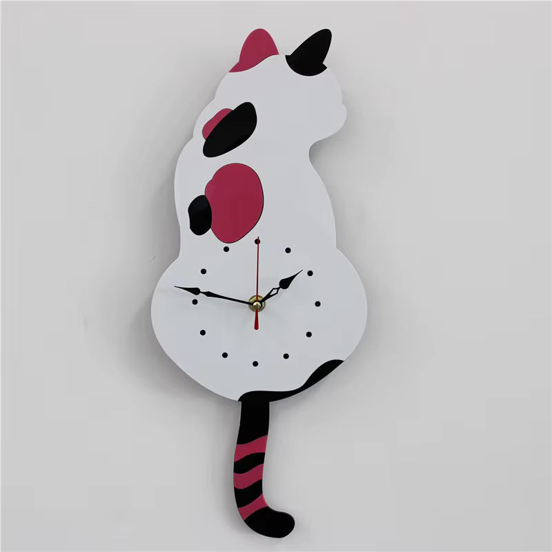 Kreative Acryl-Wanduhr mit Katzenmotiv für Kinderzimmer und Wohnzimmer, Analog, Mehrfarbig - Bild 2