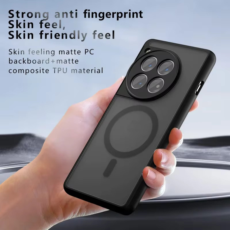 Transparente Handyhülle für OnePlus 12 12R 13 Ace 3V 3 Pro Nord 4 mit matter Textur und magnetischem Schutz aus TPU-Kunststoff in Schwarz - Bild 4