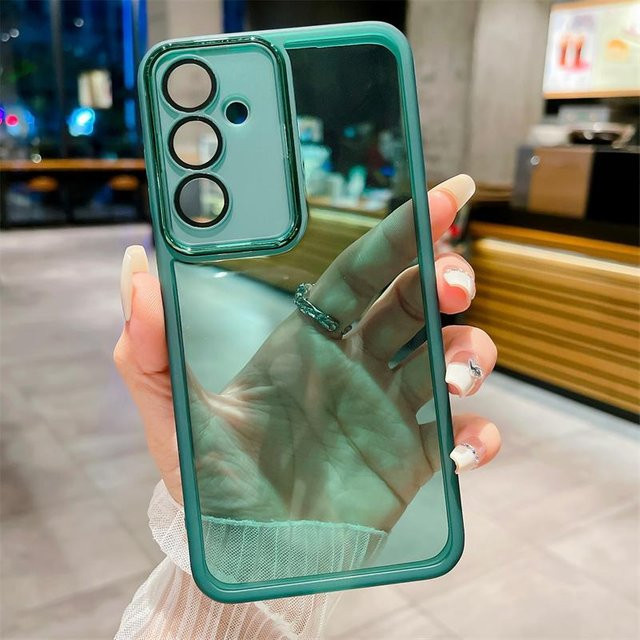 Transparente Silikonhülle mit Glaslinsen-Filmschutz für Samsung Galaxy A55 A35 A56 A16 A06 A54 A34 A25 A24 A23 A53 A52 A14 A12 M33 M55 M15 M34 in Grün - Bild 1