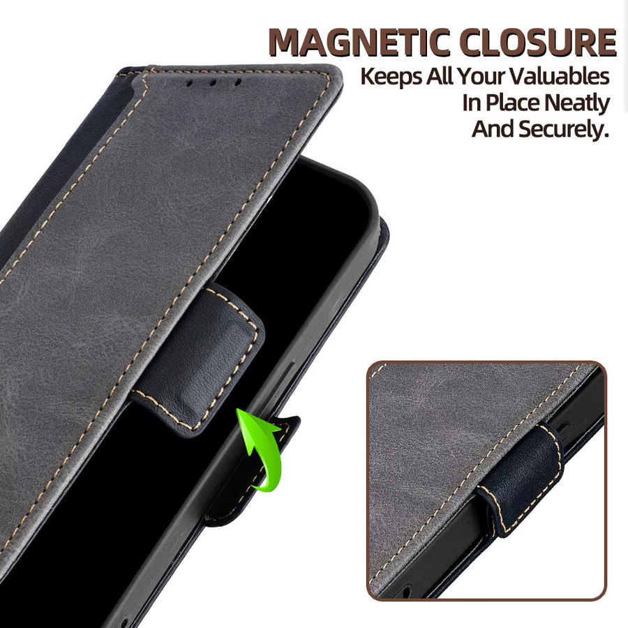 Business Leder Handyhülle für Samsung Galaxy S25 Ultra S25 FE Plus S25 Edge A56 A36 A26 A16 A17 A07 Book Case in Braun - Bild 5