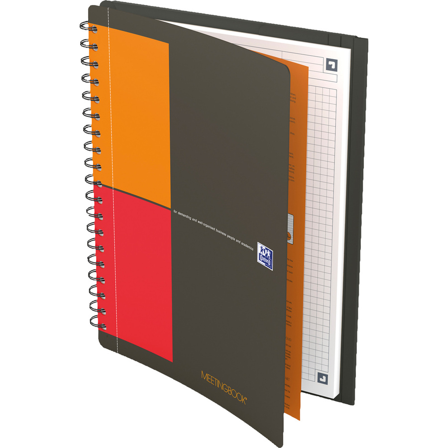 Oxford International Meetingbook DIN B5 kariert, 80 Blatt, weiß-kariert mit orange, rot und grau Details - Bild 1