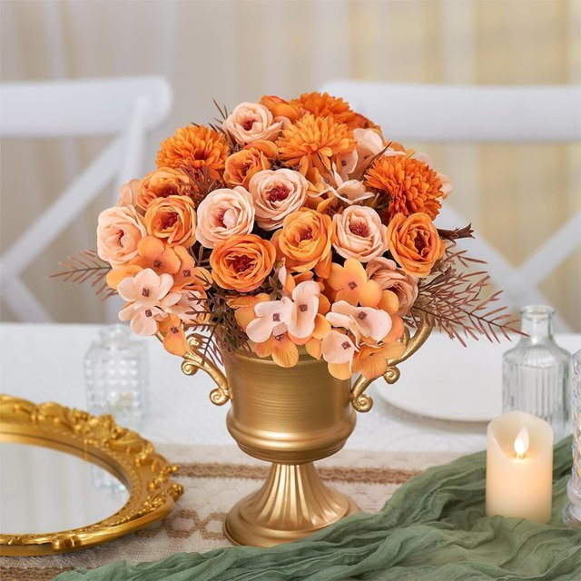 Künstliche Seidenrosen von smr in Blau und Orange für Hochzeiten, Dekorationen und Scrapbooking - Bild 1