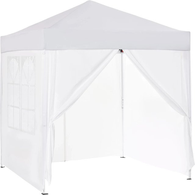 Furnicato Faltpavillon Bierzelt in Weiß mit 4 Seitenwänden und 2 Fenstern, B/T/H: 200 x 200 x 240 cm - Bild 1