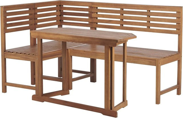Beliani Bistro Set TREIA aus Akazienholz in hellem Braun, Skandinavischer Stil, B/T/H: 100 x 160 x 92 cm - Bild 1