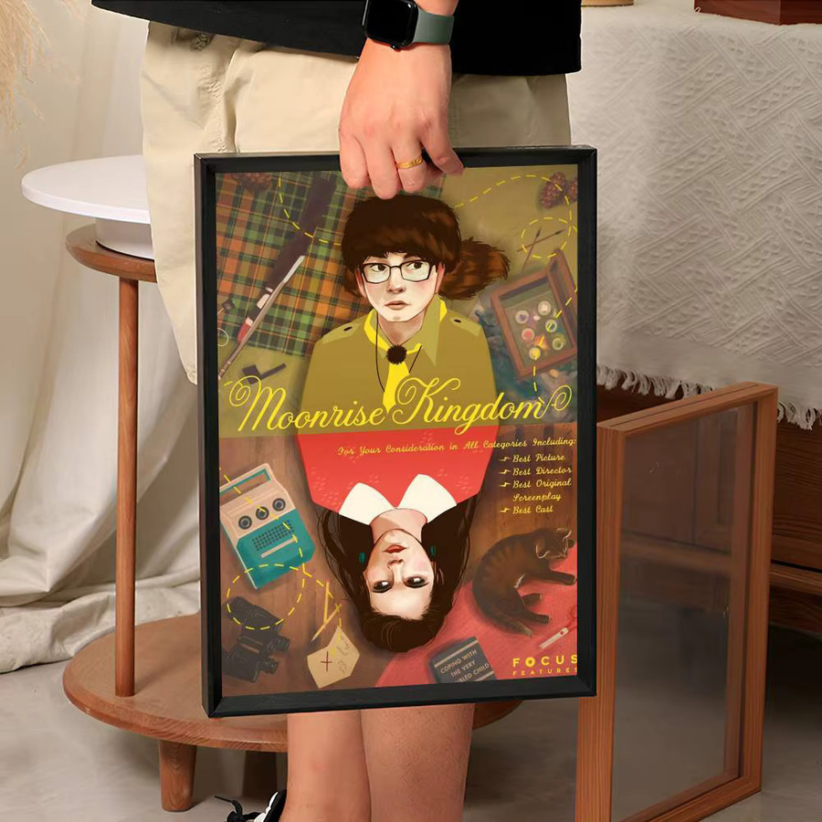 Kayou Moonrise Kingdom Poster, selbstklebender und wasserfester Kunstdruck aus Papier in Mehrfarben, Wanddekoration im Retro-Stil, B: 20,0 cm, H: 15,0 cm - Bild 4
