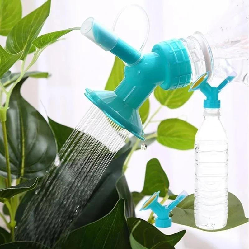 2-in-1 Sprinklerdüse und Gießflaschenkopf aus Kunststoff in Grün zur Blumenbewässerung - Bild 2