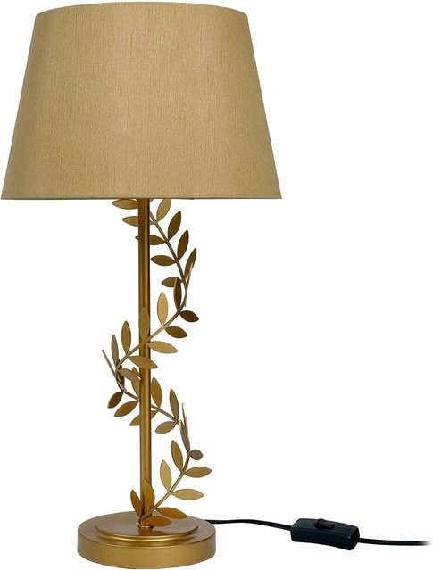 Relaxdays Tischleuchte aus Eisen in Gold mit Stoffschirm, Höhe: 55 cm, Durchmesser: 27 cm - Bild 1