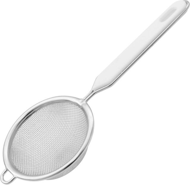 Fackelmann Sieb aus Edelstahl und Kunststoff in Silber und Weiß mit feinem Netz und Griffen, Durchmesser: 7 cm - Bild 1