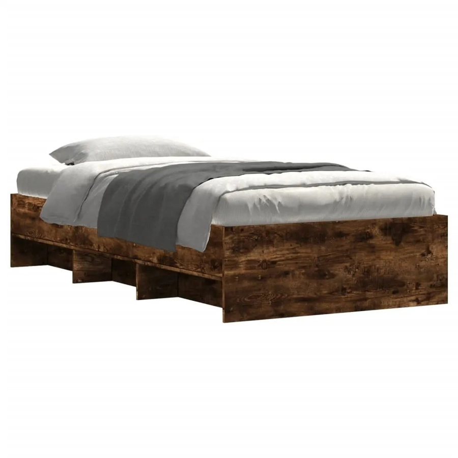 vidaXL Bettgestell aus Holzwerkstoff in Räuchereiche, Farbe Braun, B/T/H: 90 x 190 cm - Bild 2