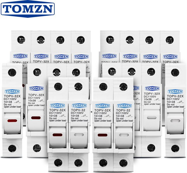 TOMZN Sicherungshalter TOPV-32X für Photovoltaik-Systeme, 1100V DC, Farbe: Weiß, Größe der Sicherungen: 10 x 38 mm - Bild 1