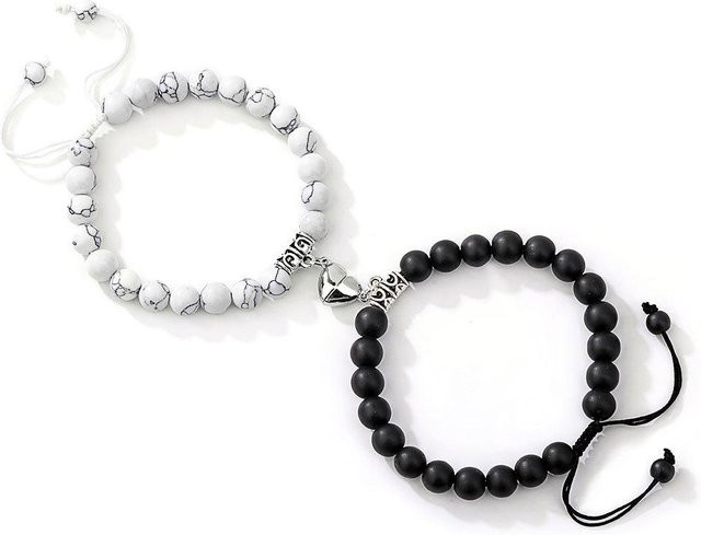 Lucky Star Jewelry Partnerarmbänder, Natursteinperlen, Zirkonia, Weiß, Unisex - Bild 1