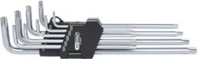 KS Tools Fünfstern-Winkelstiftschlüssel-Satz aus gehärtetem Stahl, lang, 9-teilig, Silber - Bild 1
