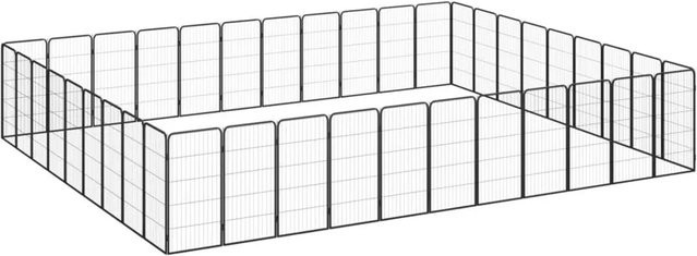 vidaXL Hundelaufstall aus Stahl 40-teilig Schwarz Pulverbeschichtet B: 100 cm, T: 50 cm - Bild 1
