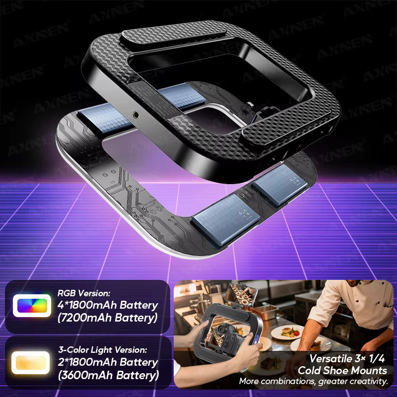 Axnen Ring-LED-Licht wiederaufladbar und tragbar für Smartphone-Fotografie und Live-Übertragungen - Bild 2