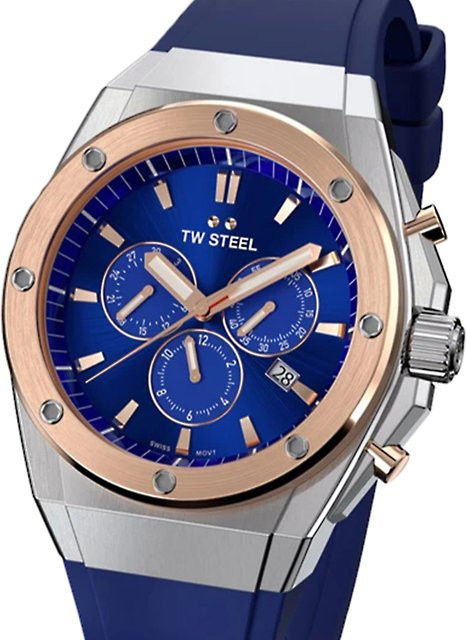 TW Steel Chronograph, Quarz, Edelstahl, Blau, 44 mm, Herren - Bild 1