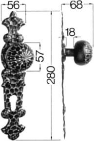 HS ROWE SCHEITTER Türbeschlag Knopf auf Langschild 316/208H in Silber gebürstet mit PZ E92 gehämmert aus Edelstahl - Bild 1