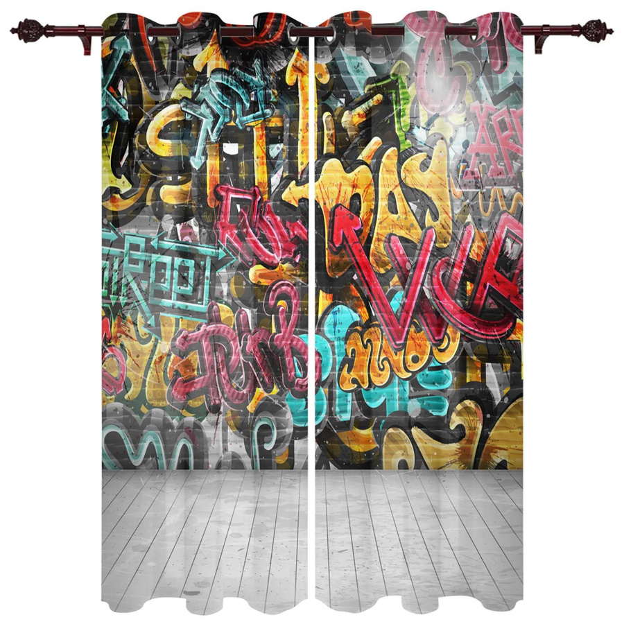 Graffiti Wandvorhang von Household supplies in Multicolour, moderner Stil, B: 135 cm, H: 60 cm - Bild 1