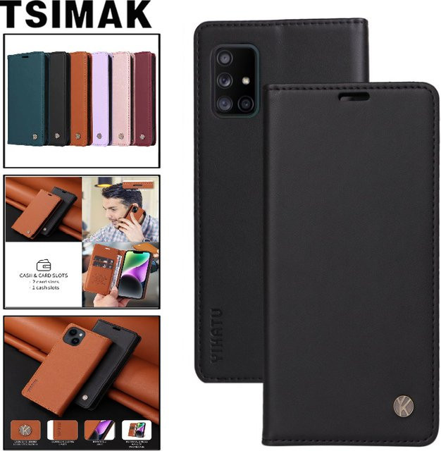 Magnet Flip Wallet Case für Samsung Galaxy A-Serie in Schwarz mit Lederbezug - Bild 1