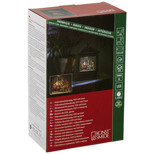 Konstsmide LED Schneelaterne Weihnachtsmann im Schlitten, Farbe: Weiß/Braun, Höhe: 25 cm - Bild 5
