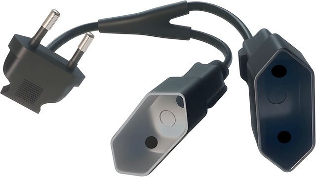 EU Power Splitter Kabel 90 Grad Euro CEE7/16 Stecker auf 2x Buchse Y-Kabel 2-Wege Steckdose Verlängerungskabel in Schwarz - Bild 1