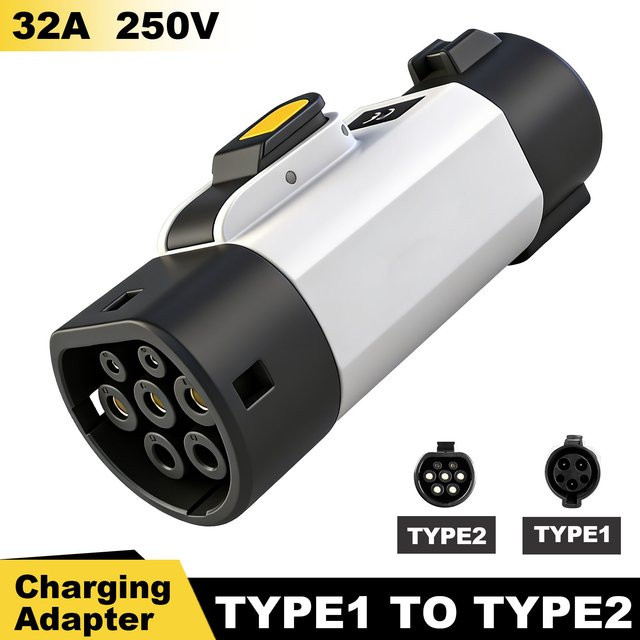 SUSUTOO EV-Ladeadapter SAE J1772 zu IEC62196 Typ1 zu Typ2 32A 1-Phasen 7,2kW Ladekonverter für EU-Standardfahrzeuge in Weiß - Bild 1