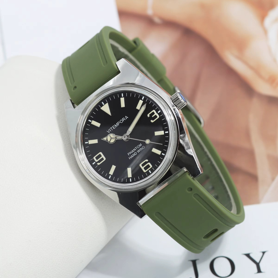 VITEMPORA Analoguhr, Handaufzug, Edelstahl, 36 mm, Herren, Schwarz - Bild 3
