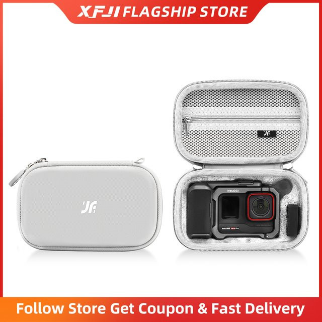 XFJI Hartschalen-Reisetasche aus PU-Leder in Grau für Insta360 Ace Pro 2 Street/Xplorer Bundle und Kameragriff-Zubehör - Bild 1
