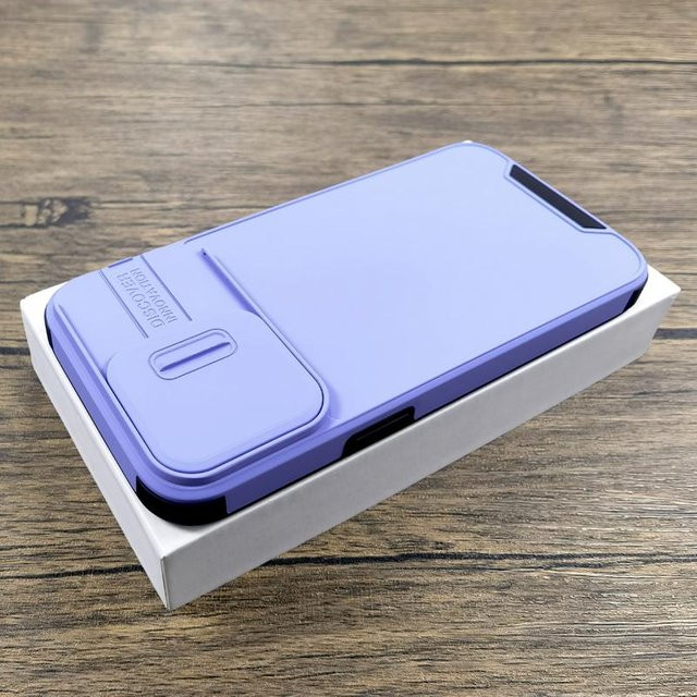 Luxus Schiebekamera-Abdeckung Hülle für iPhone 17 16 15 14 13 Pro Max Air in Violett - Bild 1