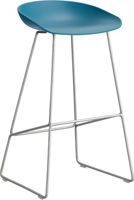 HAY About A Stool AAS 38 Hocker in Blau mit Stahlgestell und Polypropylen-Sitzschale - Bild 1
